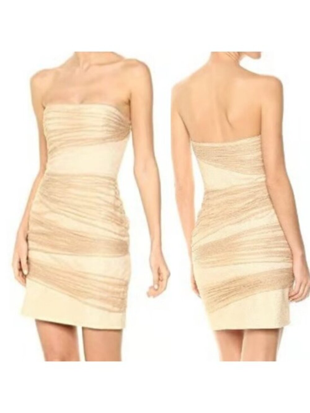 Halston Heritage MLA152416 Strapless Dress in Champagne/Gold